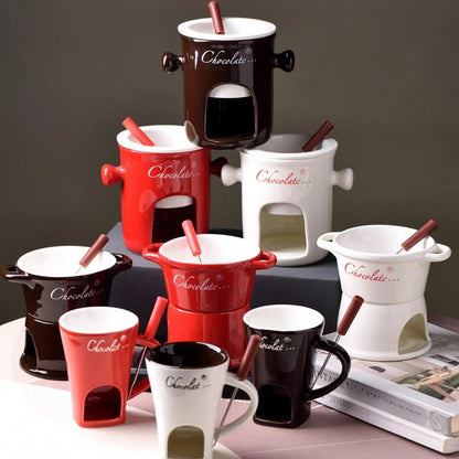 Porcelain Chocolate Fondue Pot Butter Melt Pot Swiss Ice Cream Cup Cheese Tapas for Birthday Party Wedding Cooking Cookware