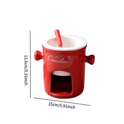 Porcelain Chocolate Fondue Pot Butter Melt Pot Swiss Ice Cream Cup Cheese Tapas for Birthday Party Wedding Cooking Cookware