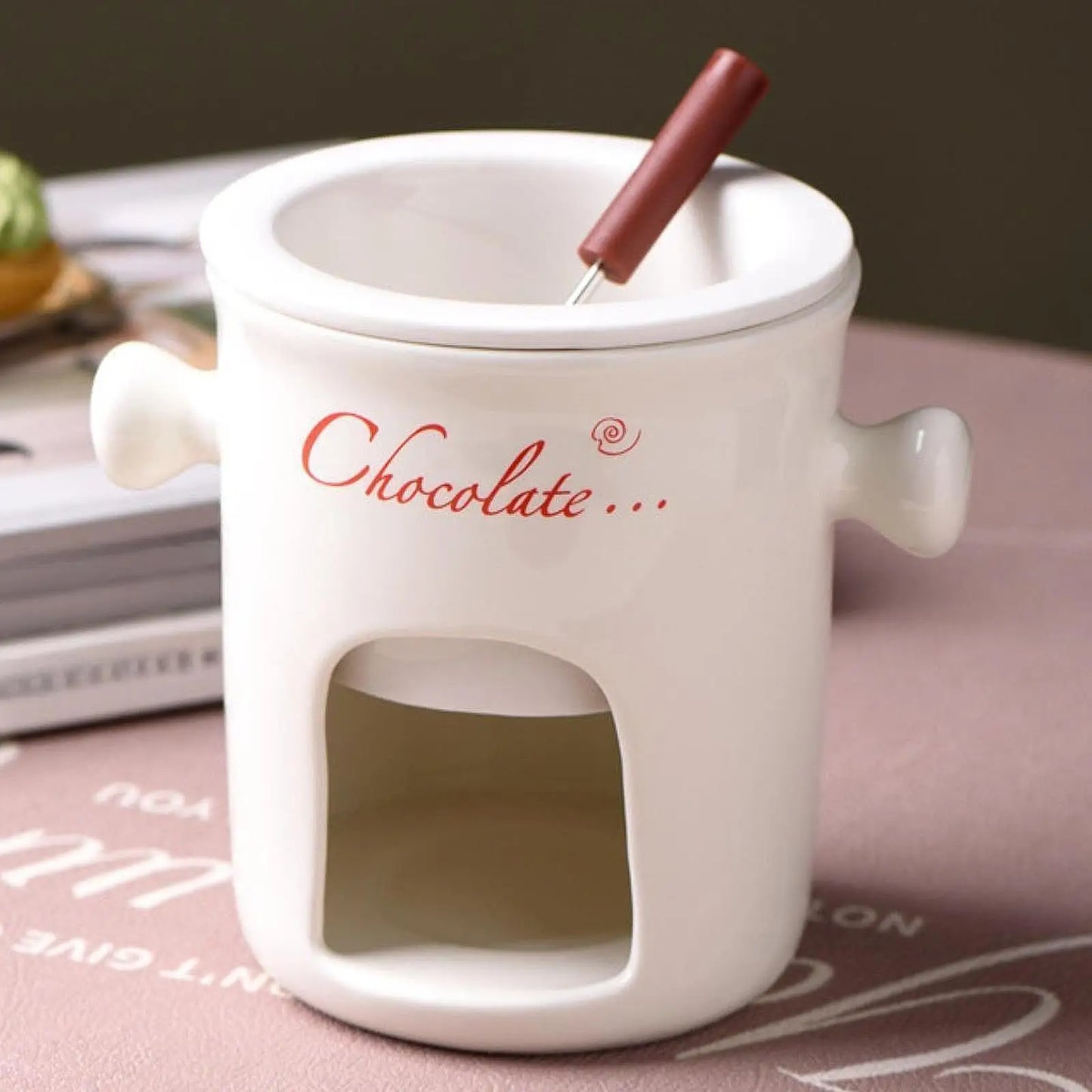 Porcelain Chocolate Fondue Pot Butter Melt Pot Swiss Ice Cream Cup Cheese Tapas for Birthday Party Wedding Cooking Cookware