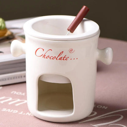 Porcelain Chocolate Fondue Pot Butter Melt Pot Swiss Ice Cream Cup Cheese Tapas for Birthday Party Wedding Cooking Cookware