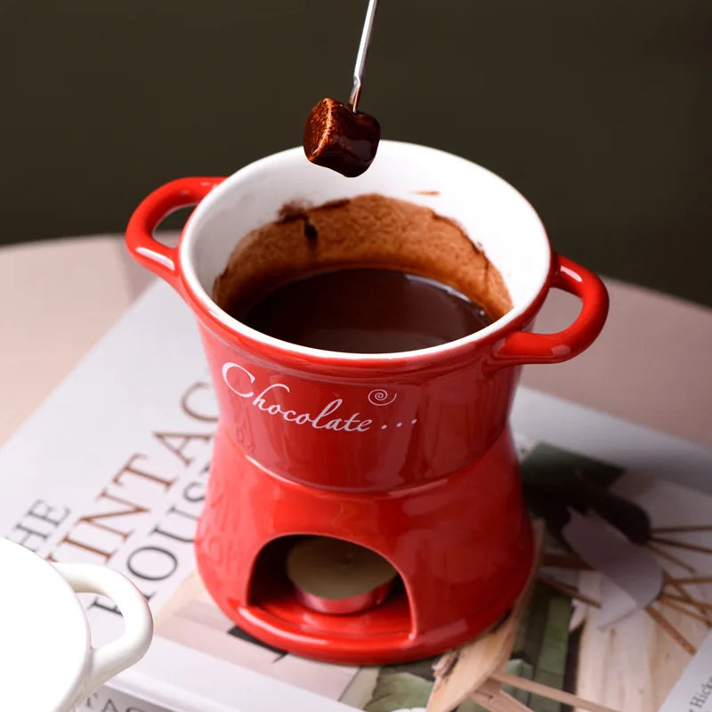 Nordic Creative Ceramic Chocolate Fire Boiler Cups Swiss Ice Cream Cups Cheese Cutlery Chocolate Heating Cups Drinkware Home