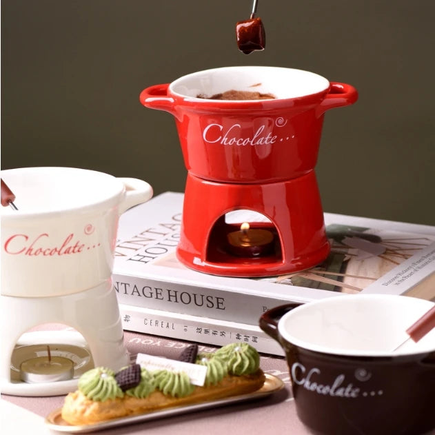 Nordic Creative Ceramic Chocolate Mug Candle Fire Boiler Cheese Sugar Melting Mug Dessert Bowl Kitchen Drinking Accessories