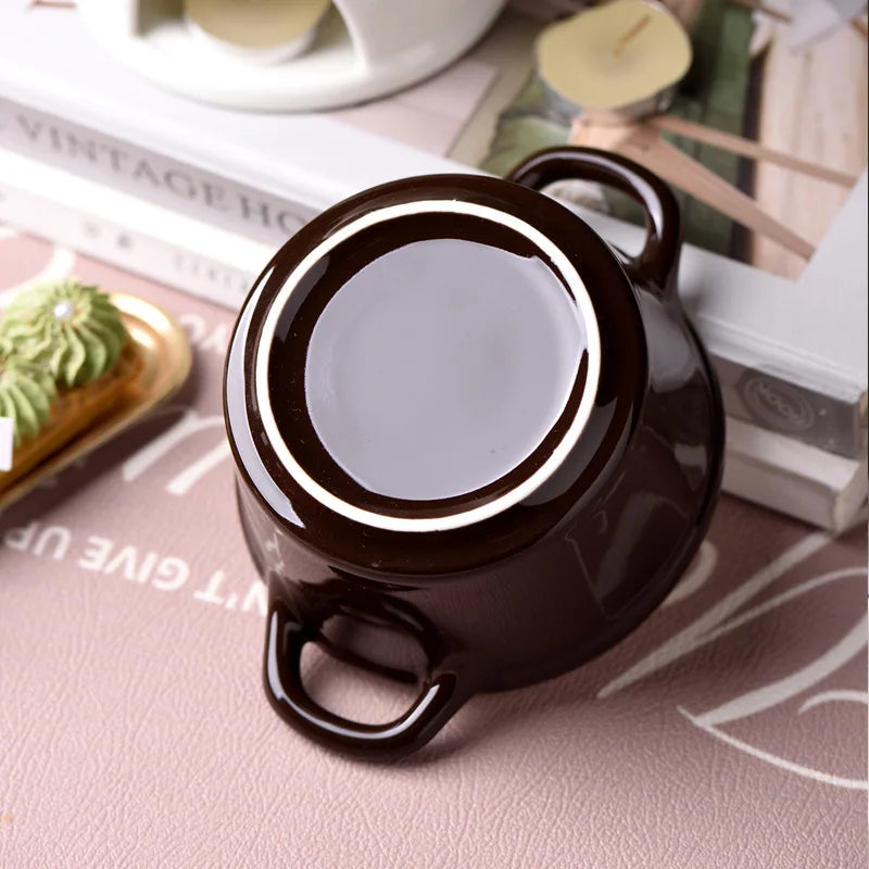 Nordic Creative Ceramic Chocolate Fire Boiler Cups Swiss Ice Cream Cups Cheese Cutlery Chocolate Heating Cups Drinkware Home