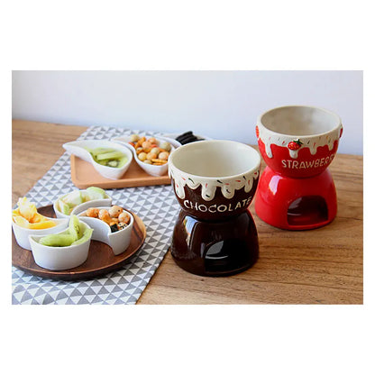 Ceramic Strawberry Chocolate Fondue Set  Porcelain Diy Fondue Serving Set for Cheese, Chocolate, Icecream