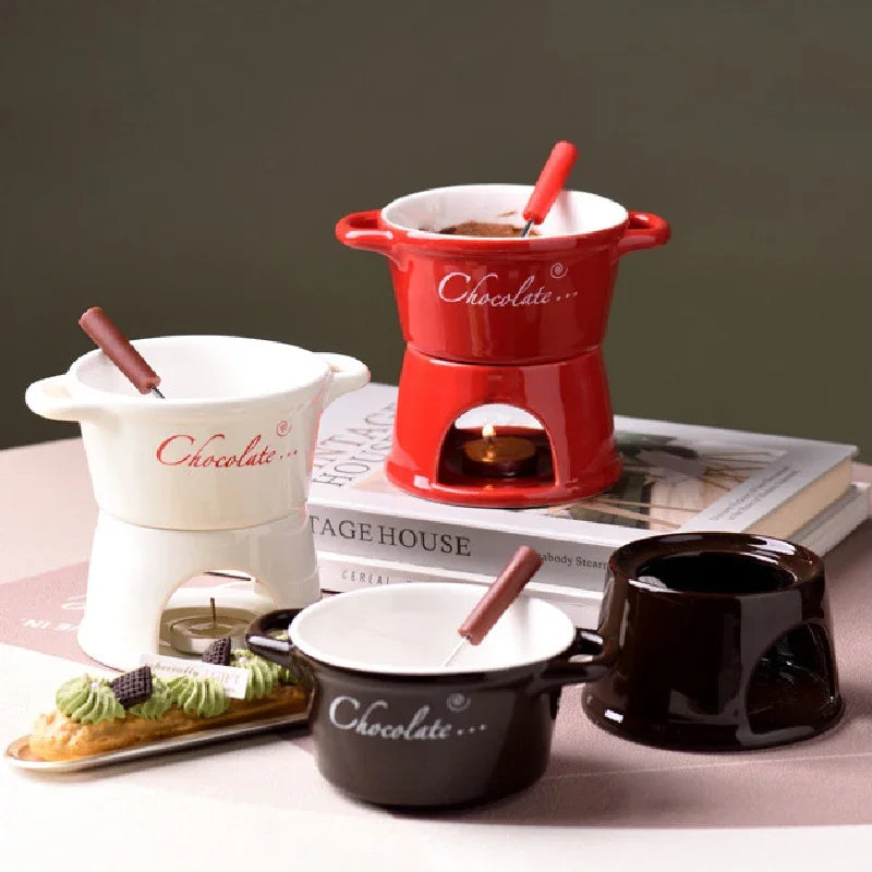 Nordic Creative Ceramic Chocolate Mug Candle Fire Boiler Cheese Sugar Melting Mug Dessert Bowl Kitchen Drinking Accessories