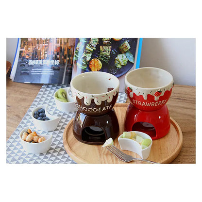 Ceramic Strawberry Chocolate Fondue Set  Porcelain Diy Fondue Serving Set for Cheese, Chocolate, Icecream