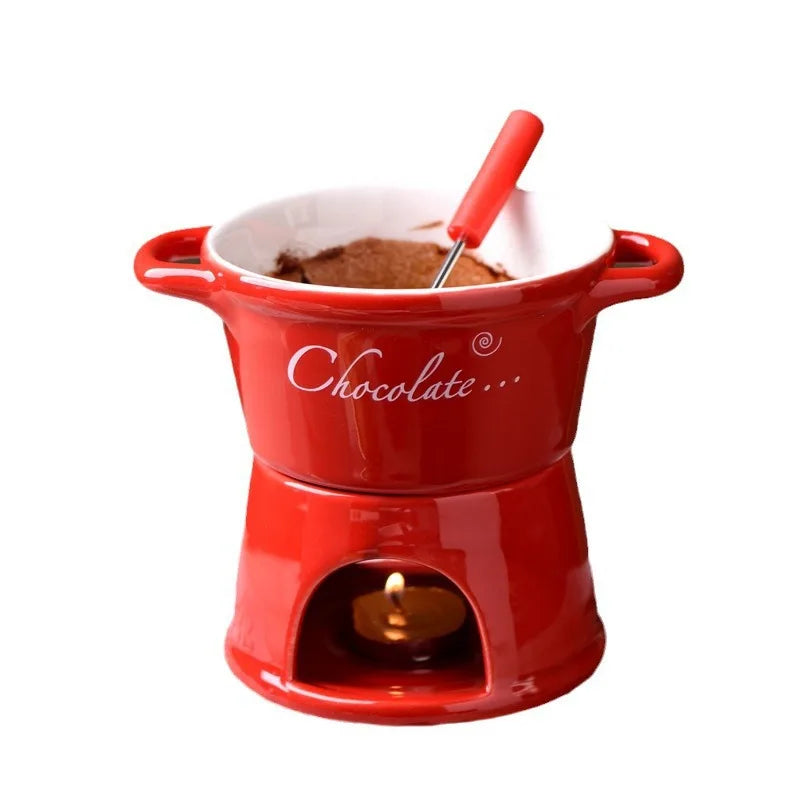 Nordic Creative Ceramic Chocolate Fire Boiler Cups Swiss Ice Cream Cups Cheese Cutlery Chocolate Heating Cups Drinkware Home