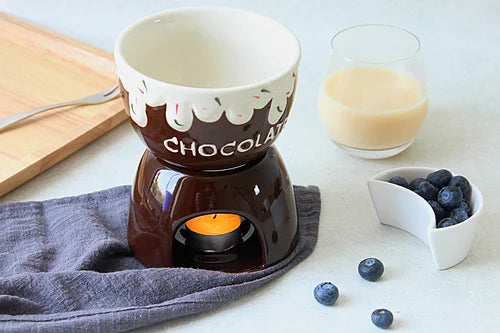 Ceramic Strawberry Chocolate Fondue Set  Porcelain Diy Fondue Serving Set for Cheese, Chocolate, Icecream