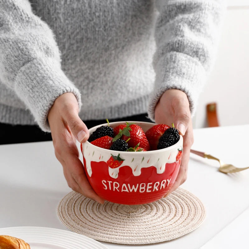 Ceramic Strawberry Chocolate Fondue Set  Porcelain Diy Fondue Serving Set for Cheese, Chocolate, Icecream