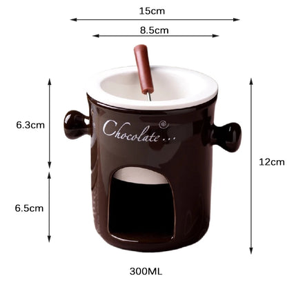 Chocolate Chafing Dish Cup Heating Food Cheese Ceramic Cup with Fork Creative Christmas Party Home Ceramic Drinking Utensils