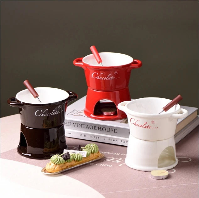 Nordic Creative Ceramic Chocolate Mug Candle Fire Boiler Cheese Sugar Melting Mug Dessert Bowl Kitchen Drinking Accessories