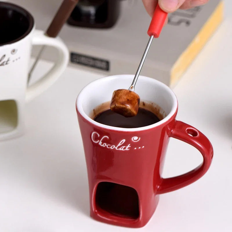 Fondue Pots Fondue Mug Set Personal Mini Chocolate Cheese Ice Cream Fondue Maker Kit Individual Butter Melter Cup Small Warmer