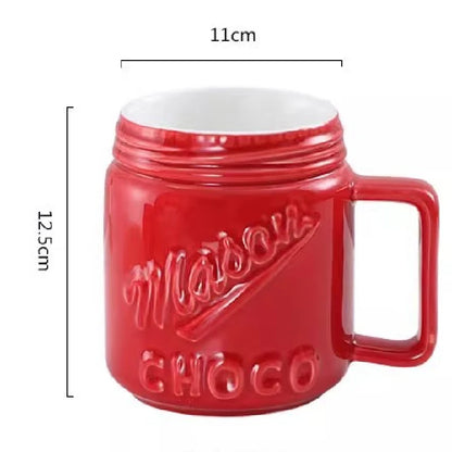 200ML Ceramic Chocolate Melting Cup with Fork Ice Cream Fruit Hotpot Melting Furnace Cheese Jam Heating Cup Creative Ceramic Mug